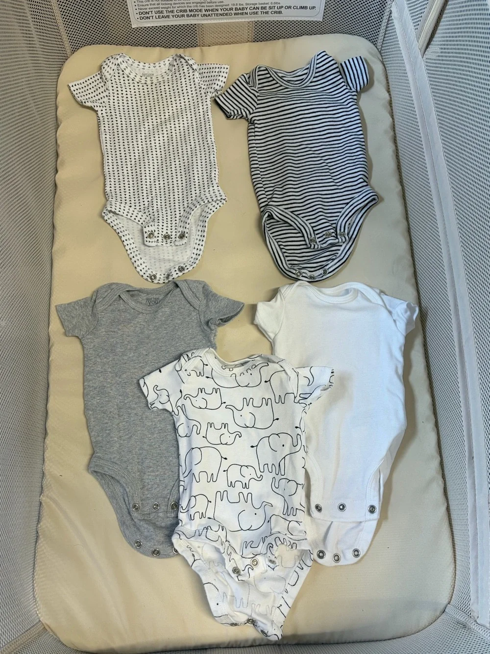 Carters size newborn One-Piece Bodysuits for baby - 5 Pack